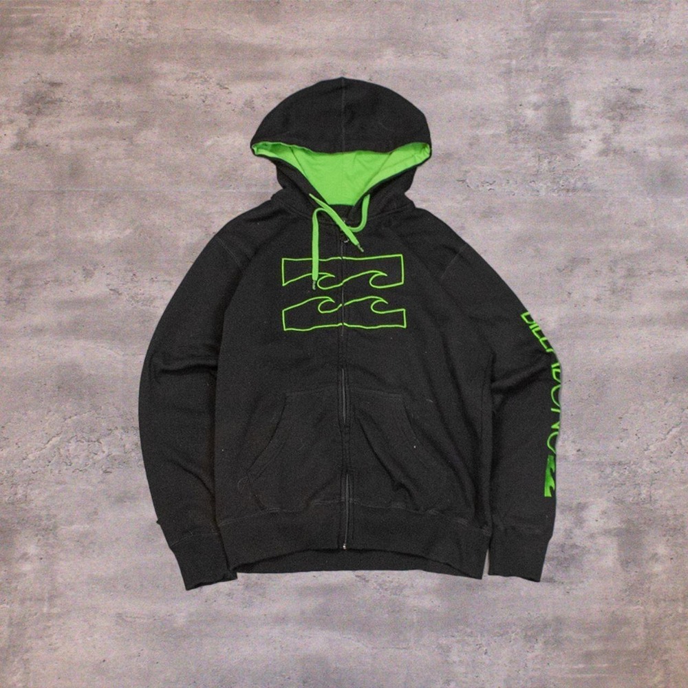 Vintage VTG Y2K 2000's 00's Billabong Black Surfwear Y2K Surf Skate Zip Hoodie